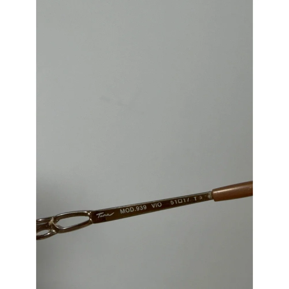 Tura Mod 939 VIO‎ Oval Eyeglasses frames Violet Metal Chain Link 51-17-135 Case
